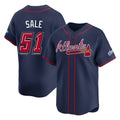 Atlanta Braves #51 Chris Sale Player Navy MASONITE 2025 Speedway Classic Home Game Stitched Jerseys