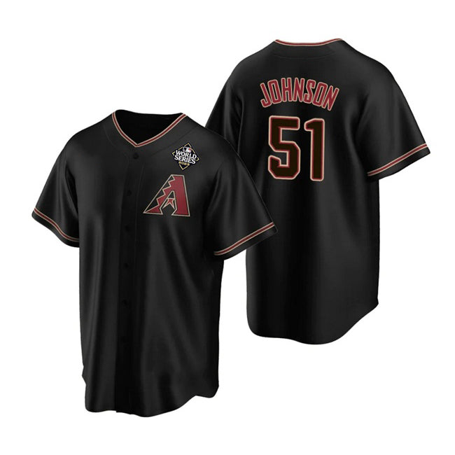 Arizona Diamondbacks #51 Randy Johnson Black MASONITE 2023 World Series Cool Base Stitched Jersey