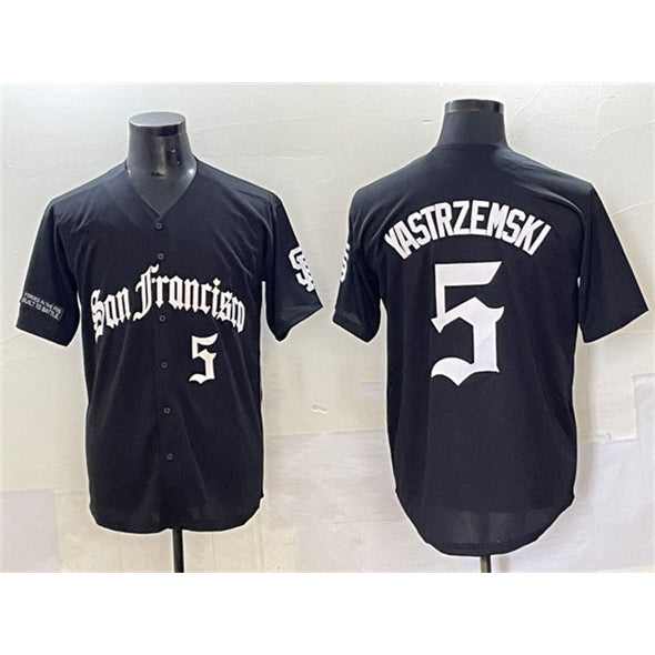 San Francisco Giants #5 Mike Yastrzemski Black MASONITE 'Gothic Fog Edition' Vapor Premier Limited Stitched Jersey