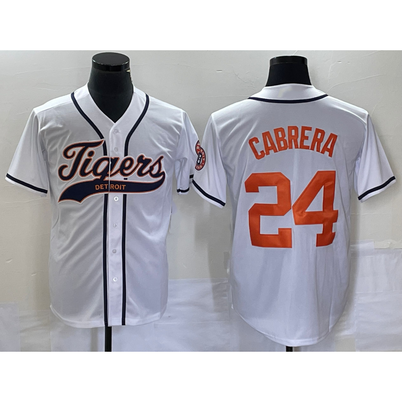 Detroit Tigers #24 Miguel Cabrera White MASONITE Cool Base Stitched Jersey