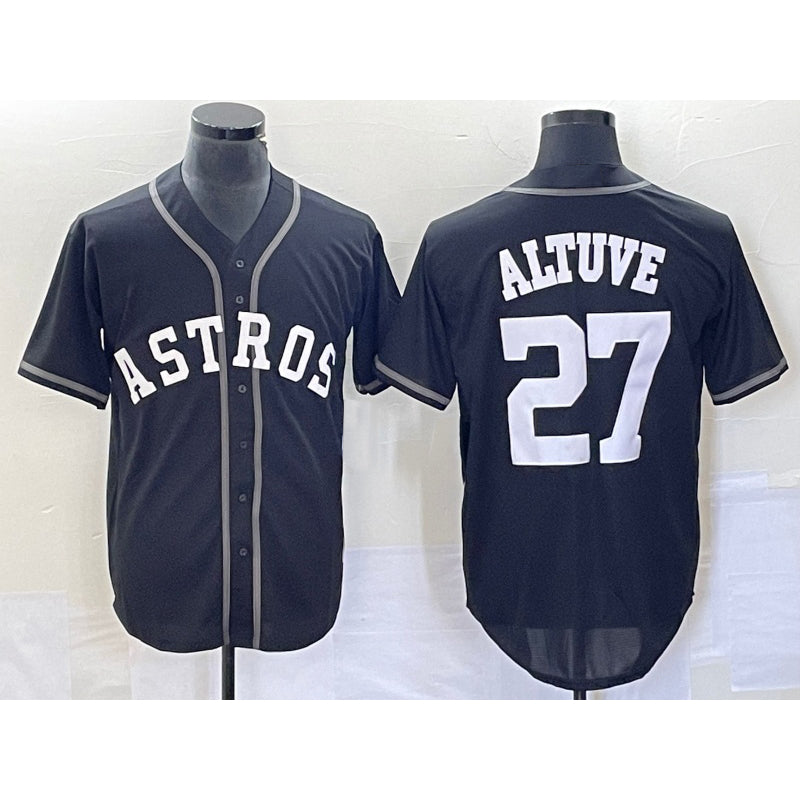 Houston Astros #27 Jose Altuve Black MASONITE Cool Base Stitched Jersey