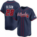 Atlanta Braves #28 Matt Olson Navy MASONITE 2025 Speedway Classic Alternate Limited Stitched Jersey