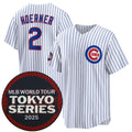 Chicago Cubs #2 Nico Hoerner White MASONITE 2025 World Tour Tokyo Series Home Stitched Jersey