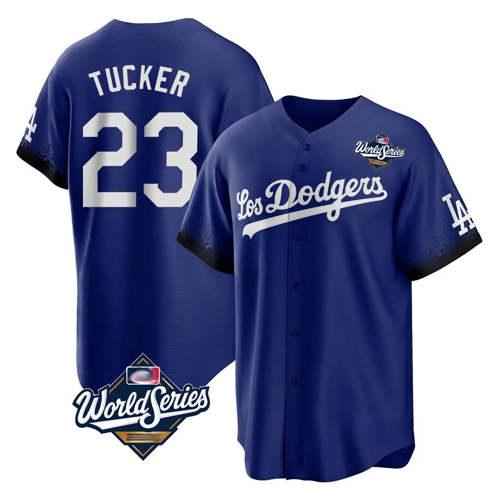 Los Angeles Dodgers #23 Kyle Tucker Player Royal MASONITE World Series City Connect Home Game Stitched Jerseys