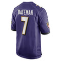 B.Ravens #7 Rashod Bateman Purple MASONITE Game Player Jersey