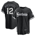 Chicago White Sox #12 Colson Montgomery Black MASONITE City Connect Cool Base Stitched Jersey