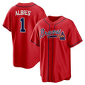 Atlanta Braves #1 Ozzie Albies Red MASONITE Alternate 2 Replica Jersey