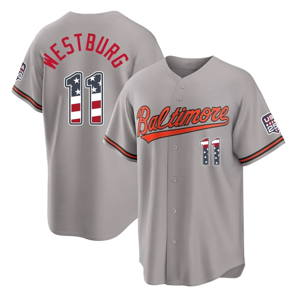 Baltimore Orioles #11 Jordan Westburg Player Gray MASONITE USA 250 Fourth of July Home Game Stitched Jerseys