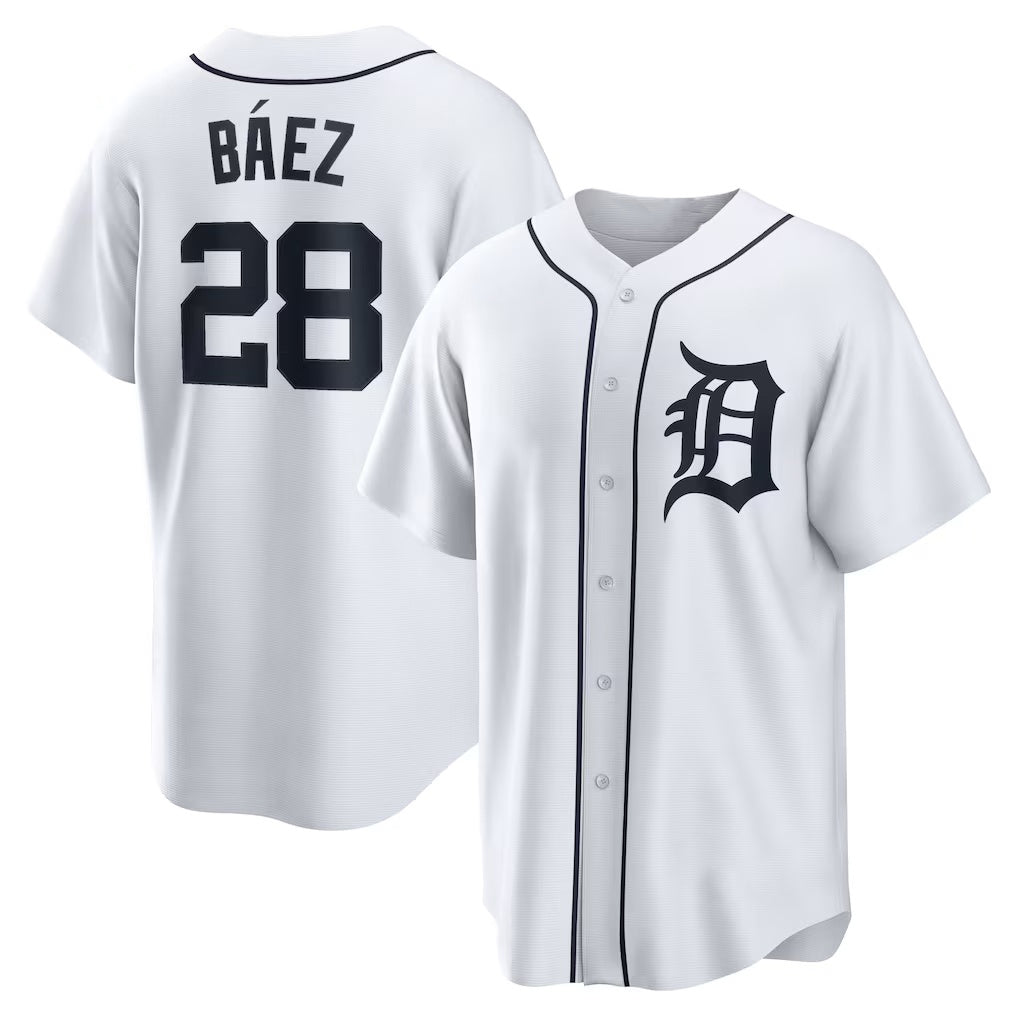 Detroit Tigers #28 Javier Baez White MASONITE Home Replica Player Jersey