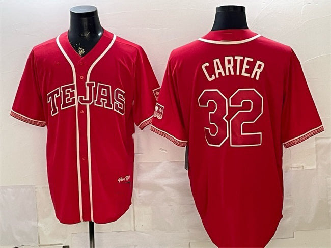 Texas Rangers #32 Evan Carter Red MASONITE 2026 City Connect Stadium Stitched Jersey