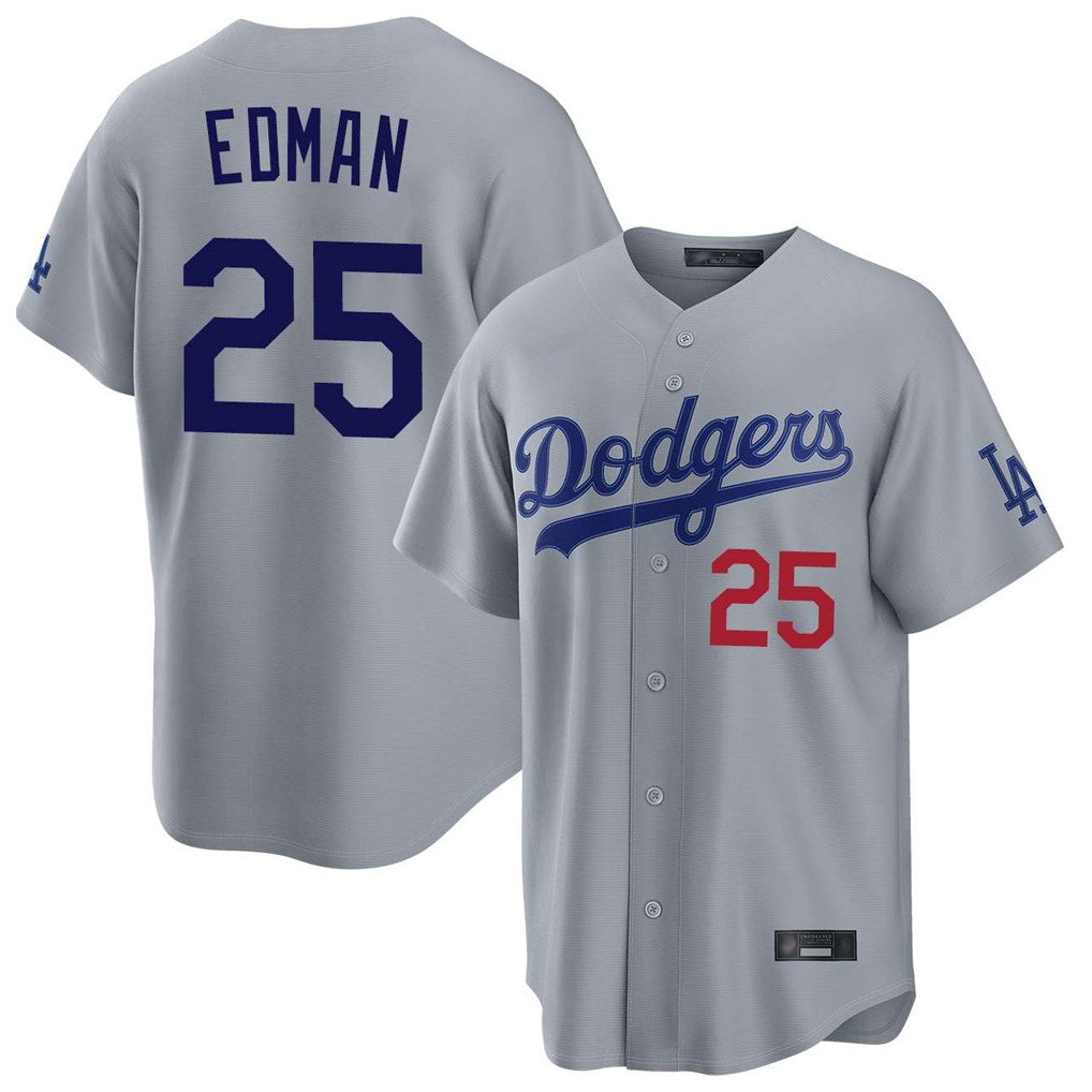 Los Angeles Dodgers #25 Tommy Edman Player Gray MASONITE Game Home Stitched Jerseys