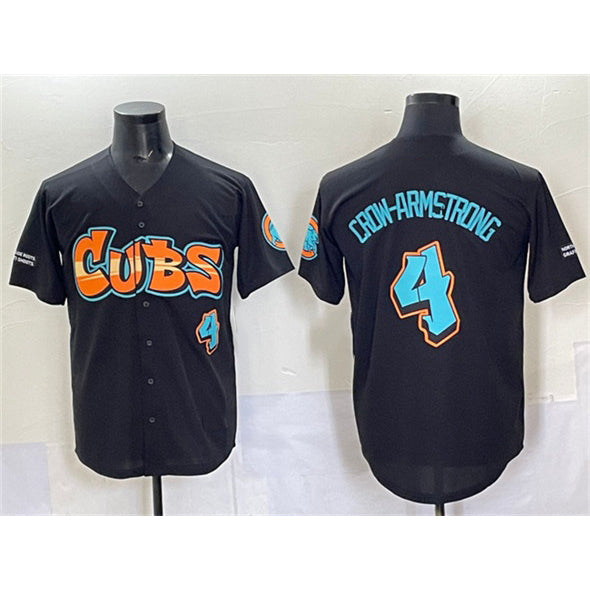 Chicago Cubs #4 Pete Crow-Armstrong Black MASONITE 'Graffiti North Side Edition' Vapor Premier Limited Stitched Jersey
