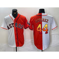 Houston Astros #44 Yordan Alvarez White Orange MASONITE Split Stitched Jersey 2