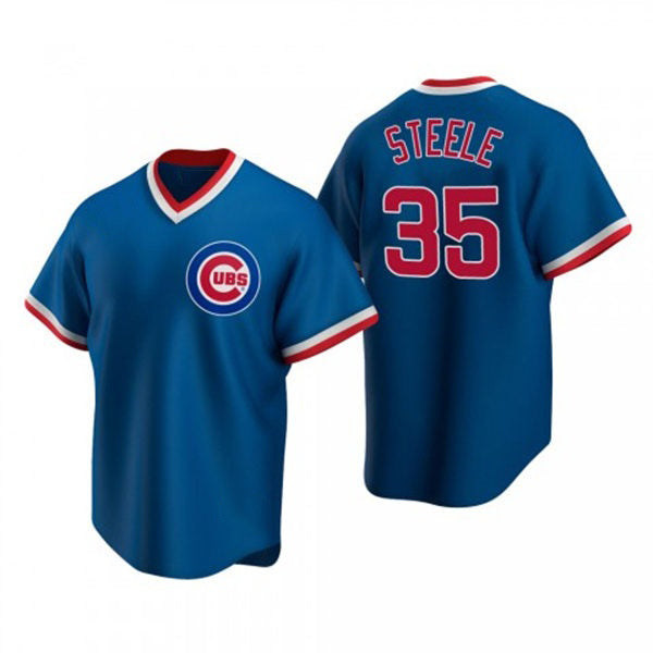 Chicago Cubs #35 Justin Steele Royal MASONITE Pullover Cooperstown Jersey
