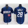 Detroit Tigers #28 Javier Baez Number 2024 Navy MASONITE City Connect Cool Base Limited Stitched Jersey