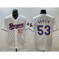 Texas Rangers #53 Adolis Garcia Number White MASONITE 2023 World Series Champions Cool Base Jersey 2