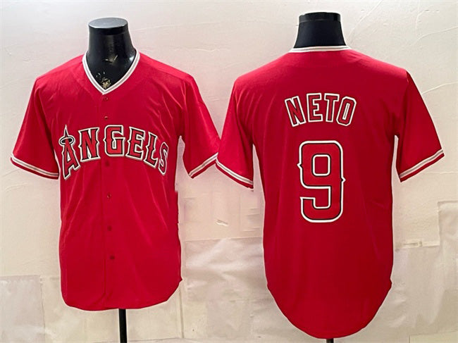 Los Angeles Angels #9 Zach Neto Red MASONITE Stitched Jersey