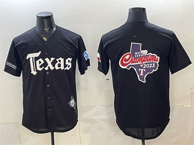 Texas Rangers Team Big Logo Black MASONITE Gothic Mexico 2025 Vapor Premier Limited Stitched Jersey