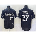 Los Angeles Angels #27 Mike Trout Black MASONITE 'Gothic Halo Edition' Vapor Limited Stitched Jersey
