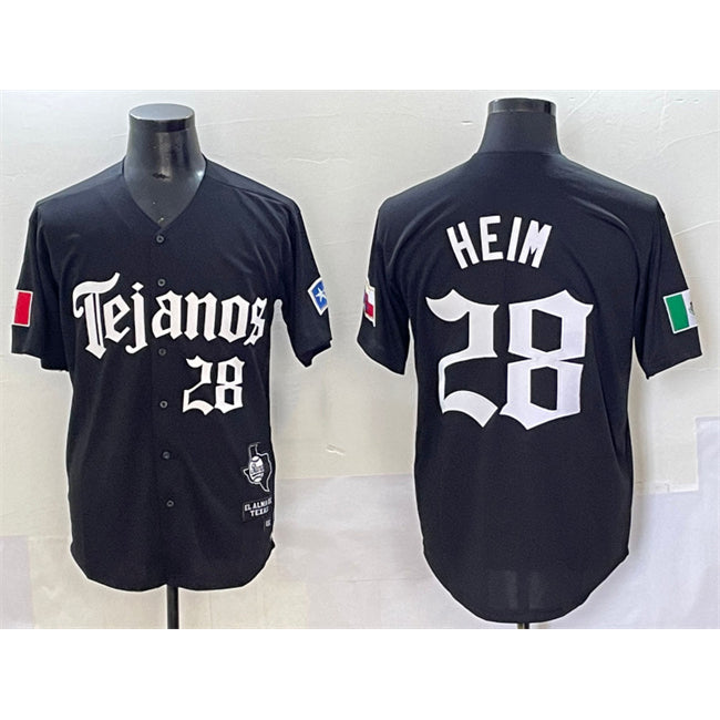 Texas Rangers #28 Jonah Heim Black MASONITE Gothic Mexico 2025 Vapor Premier Limited Stitched Jersey