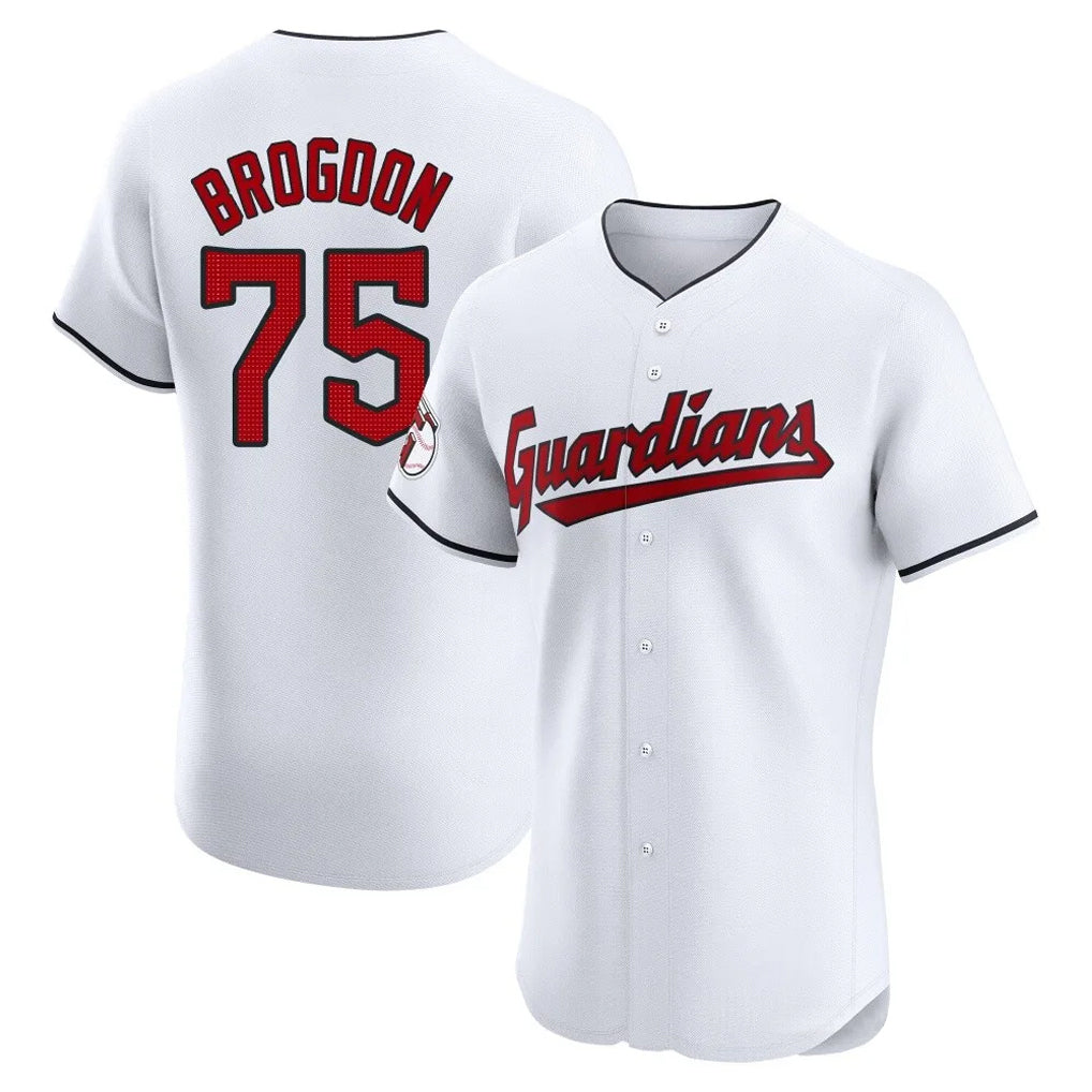 Cleveland Guardians #75 Connor Brogdon Player White MASONITE Limited Elite Home Stitched Jerseys