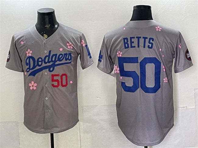Los Angeles Dodgers #50 Mookie Betts Grey MASONITE 2025 Tokyo Series Limited Stitched Jersey