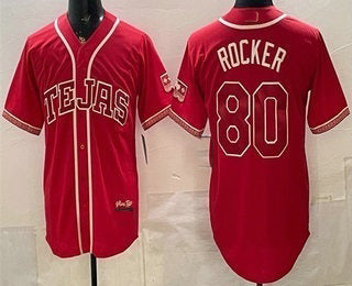 Texas Rangers #80 Kumar Rocker Red MASONITE 2026 City Connect Stadium Jersey