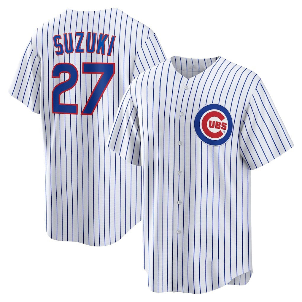 Chicago Cubs #27 Seiya Suzuki White MASONITE Home Replica Jersey