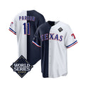 Texas Rangers & Cowboys #11 Micah Parsons Navy White MASONITE Splite 2023 World Series Splite Stitched Jersey