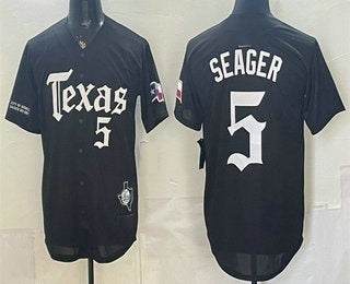 Texas Rangers #5 Corey Seager Black MASONITE Gothic Mexico 2025 Vapor Premier Limited Jersey