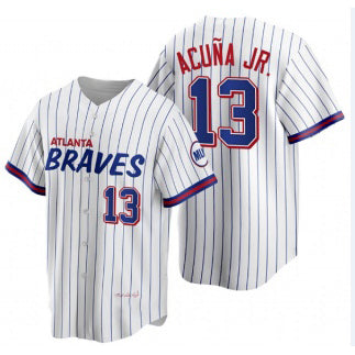 Atlanta Braves #13 Ronald Acuna Jr 2021 City Connect Stitched White MASONITE Jersey