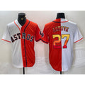 Houston Astros #27 Jose Altuve White Orange MASONITE Split Stitched Jersey