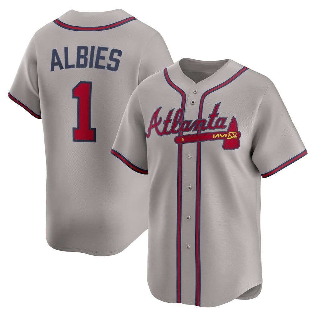 Atlanta Braves #1 Ozzie Albies Gray MASONITE Road Limited Player Jersey
