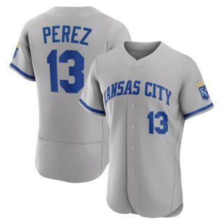Kansas City Royals #13 Salvador Perez Grey MASONITE Flex Base Stitched Jersey