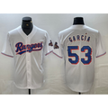 Texas Rangers #53 Adolis Garcia White MASONITE 2023 World Series Champions Cool Base Jersey