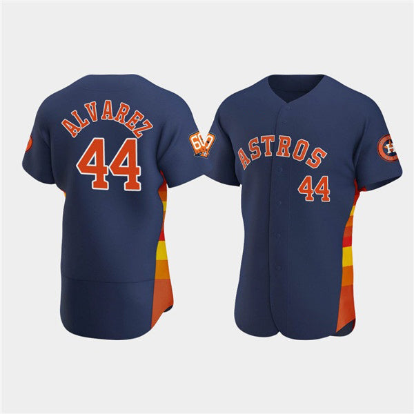 Houston Astros #44 Yordan Alvarez Navy MASONITE 60th Anniversary Flex Base Stitched Jersey