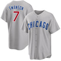 Chicago Cubs #7 Dansby Swanson Gray MASONITE Cool Base Stitched Jersey