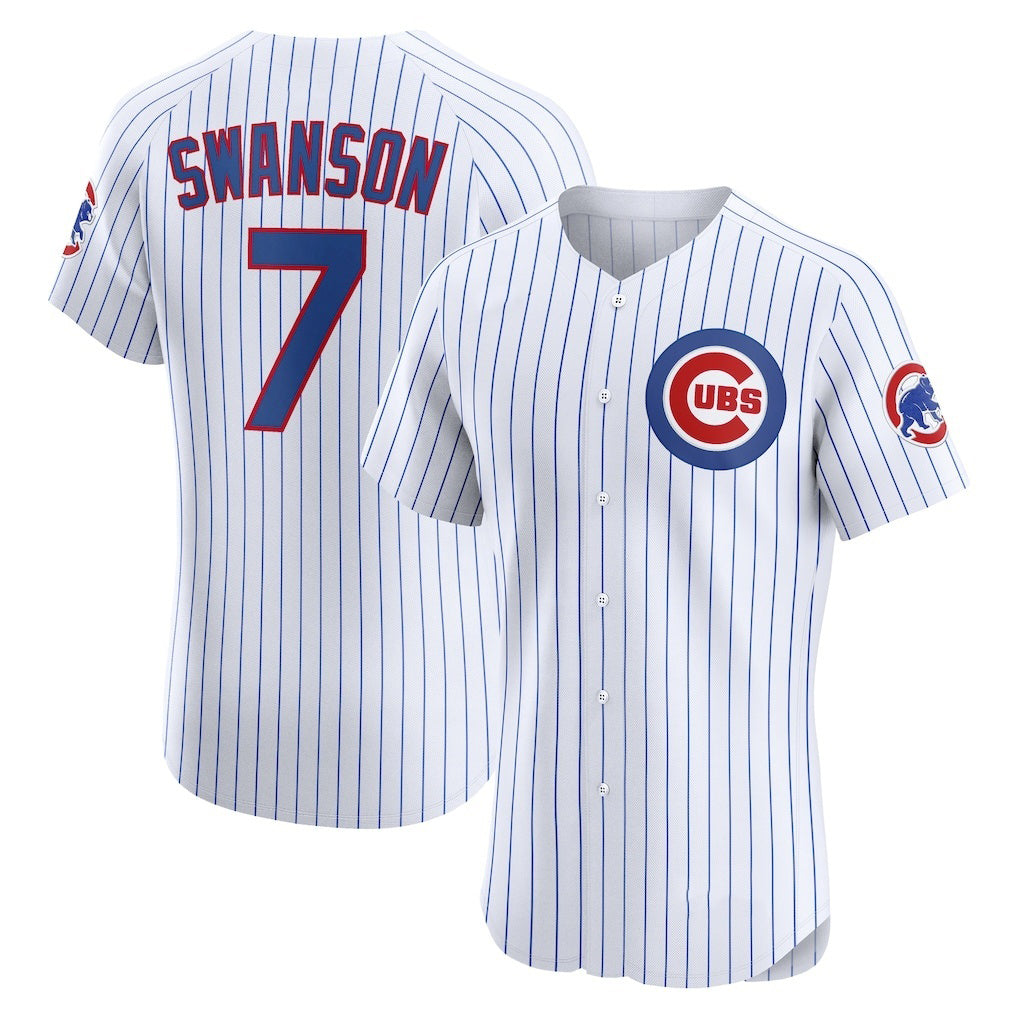 Chicago Cubs #7 Dansby Swanson White MASONITE Home Elite Jersey