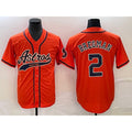 Houston Astros #2 Alex Bregman Orange MASONITE With Patch Cool Base Stitched Jersey