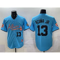 Atlanta Braves #13 Ronald Acuna Jr. Blue MASONITE 2024 Atliens & Peach With Outkast Patch Vapor Limited Stitched Jersey