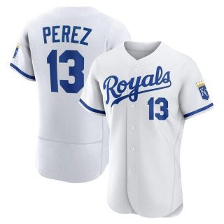 Kansas City Royals #13 Salvador Perez White MASONITE Flex Base Stitched Jersey