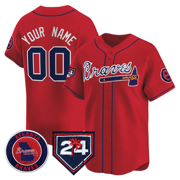 Custom Atlanta Braves Red MASONITE 2024 Spring Training Patch Limited Stitched Jersey