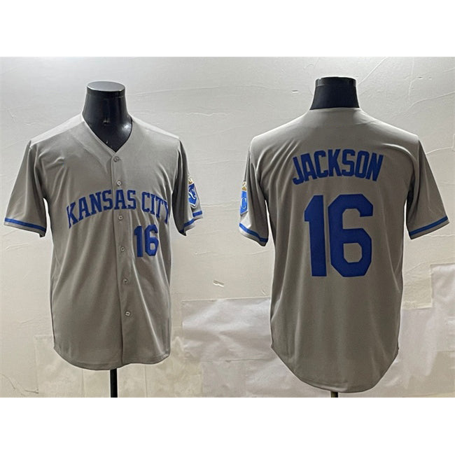 Kansas City Royals #16 Bo Jackson Gray MASONITE 2024 Away Limited Stitched Jersey