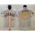 Houston Astros #27 Jose Altuve Number 2023 White MASONITE Gold World Serise Champions Patch Flex Base Stitched Jersey 3
