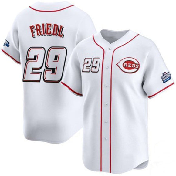 Cincinnati Reds #29 TJ Friedl White MASONITE 2025 Speedway Classic Home Limited Stitched Jersey
