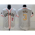 Houston Astros #3 Jeremy Pena Number 2023 White Gold MASONITE World Serise Champions Patch Flex Base Stitched Jersey