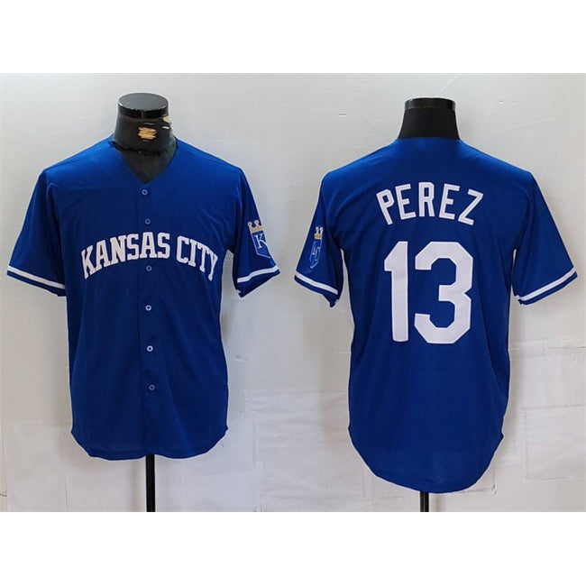 Kansas City Royals #13 Salvador Perez Royal MASONITE Cool Base Stitched Jersey
