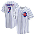 Chicago Cubs #7 Dansby Swanson White MASONITE Replica Player Jersey