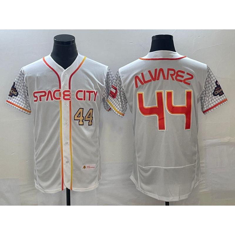 Houston Astros #44 Yordan Alvarez Number White MASONITE 2023 City Connect Flex Base Stitched Jersey 3