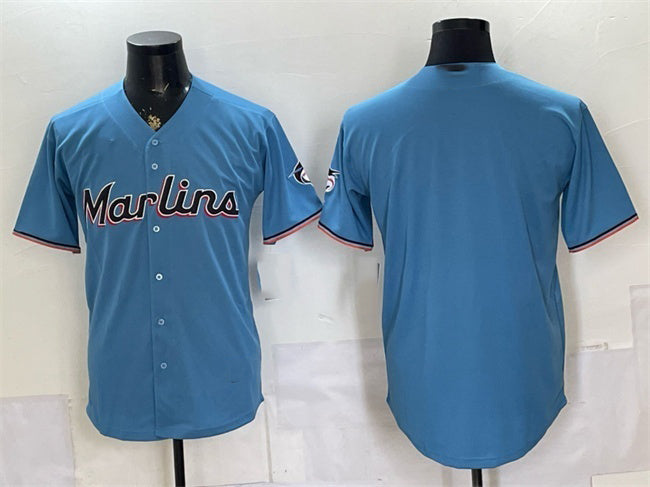 Miami Marlins Blank Blue MASONITE Cool Base Stitched Jersey
